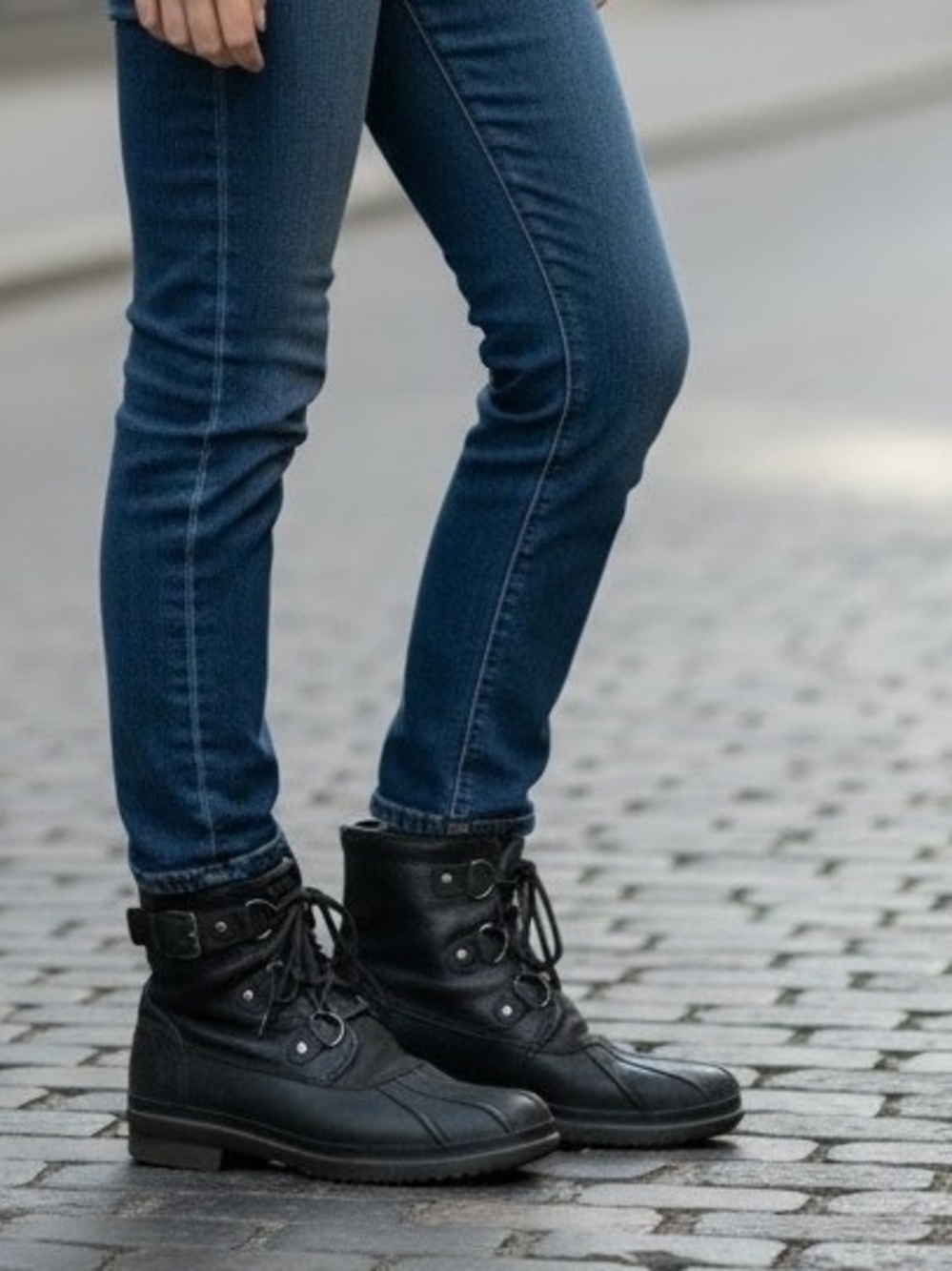 UGG "Heather" Waterproof Black Suede Lace-Up Women's Ankle Duck Boots
